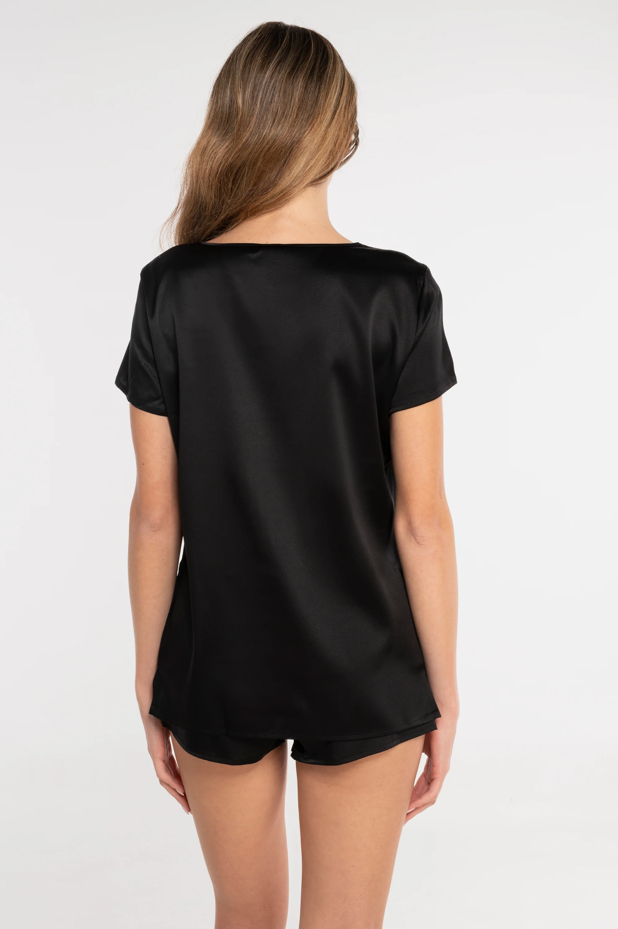Short-sleeved stretch silk top 10308 - Image 8